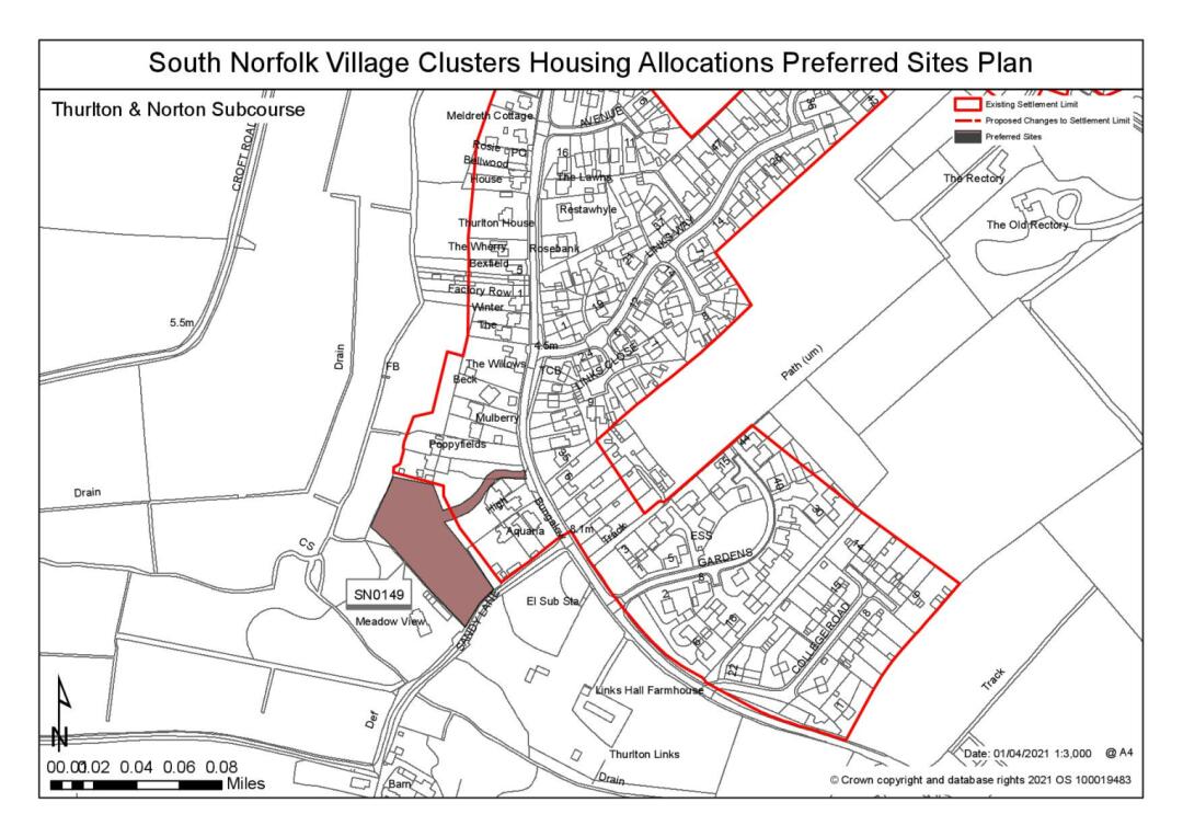 South Norfolk Village Clusters Housing Allocations Preferred Sites Plan - west of Beccles Road, Thurlton