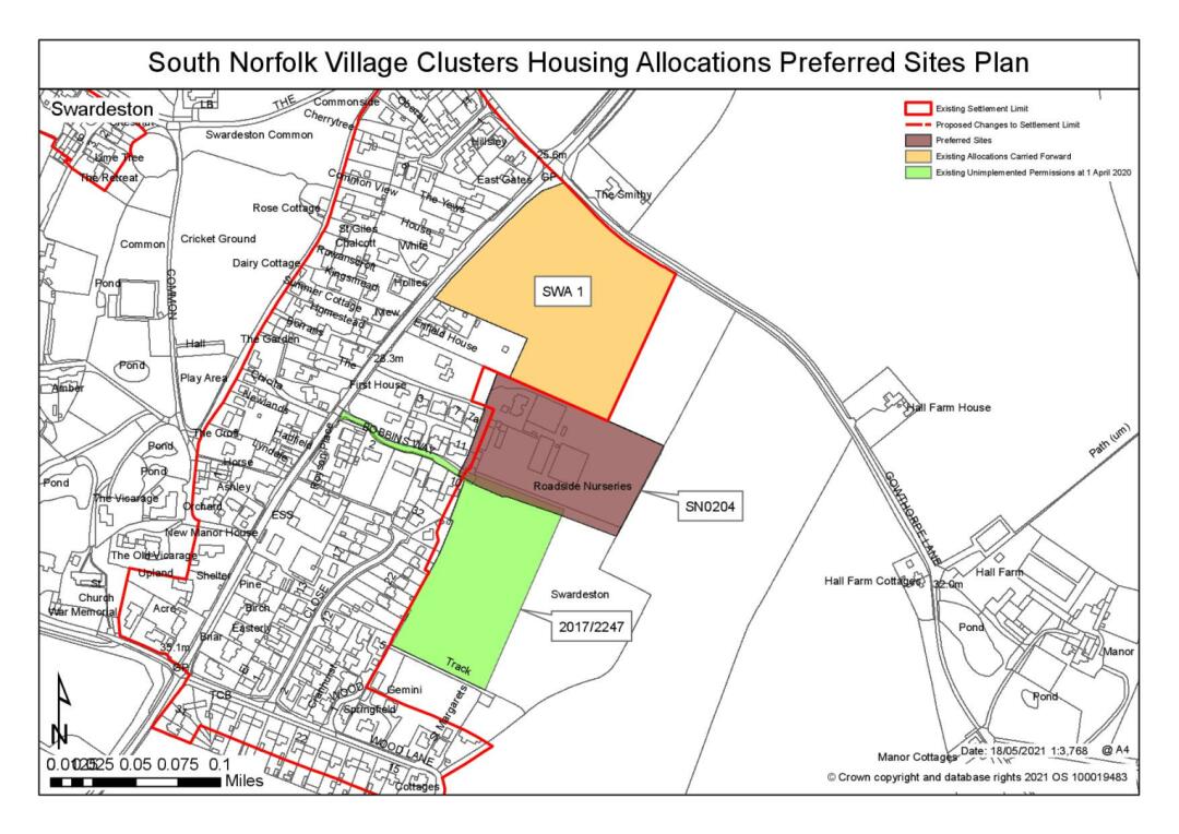 South Norfolk Village Clusters Housing Allocations Preferred Sites Plan - Bobbins Way, Swardeston