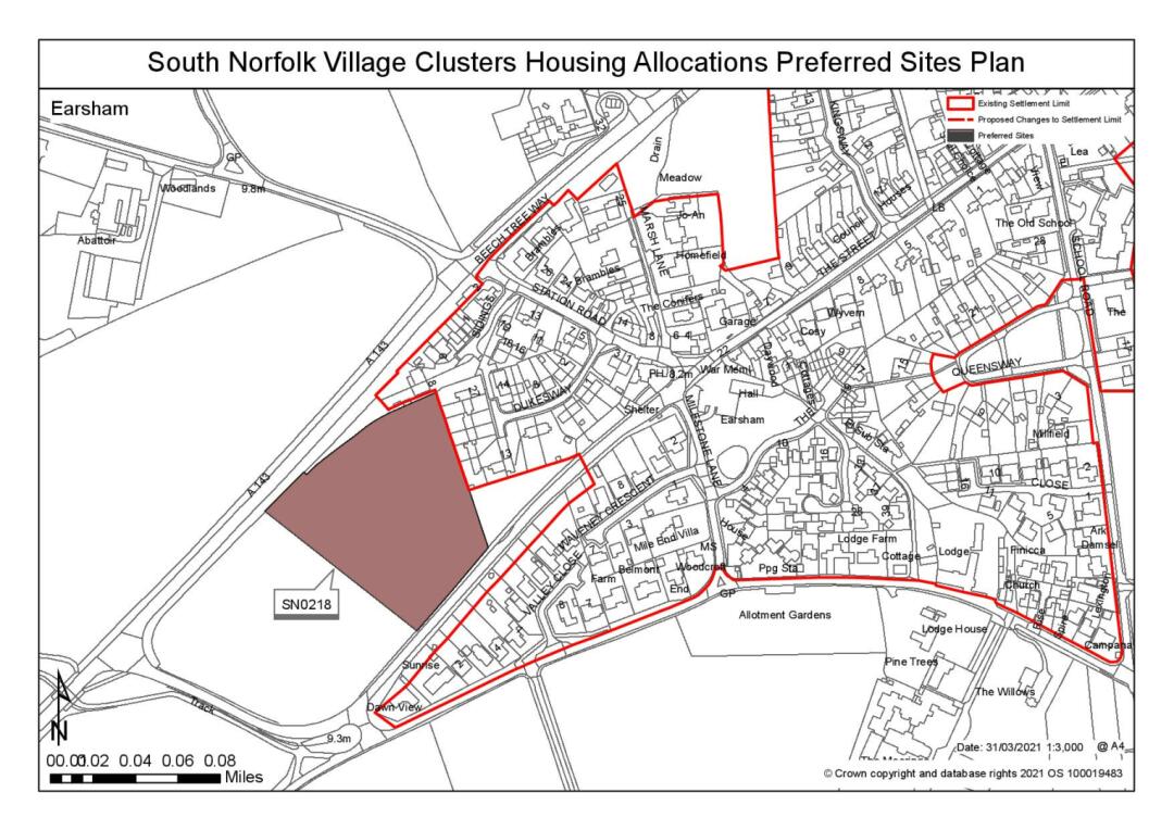 South Norfolk Village Clusters Housing Allocations Preferred Sites Plan - Land north of The Street, Earsham Village