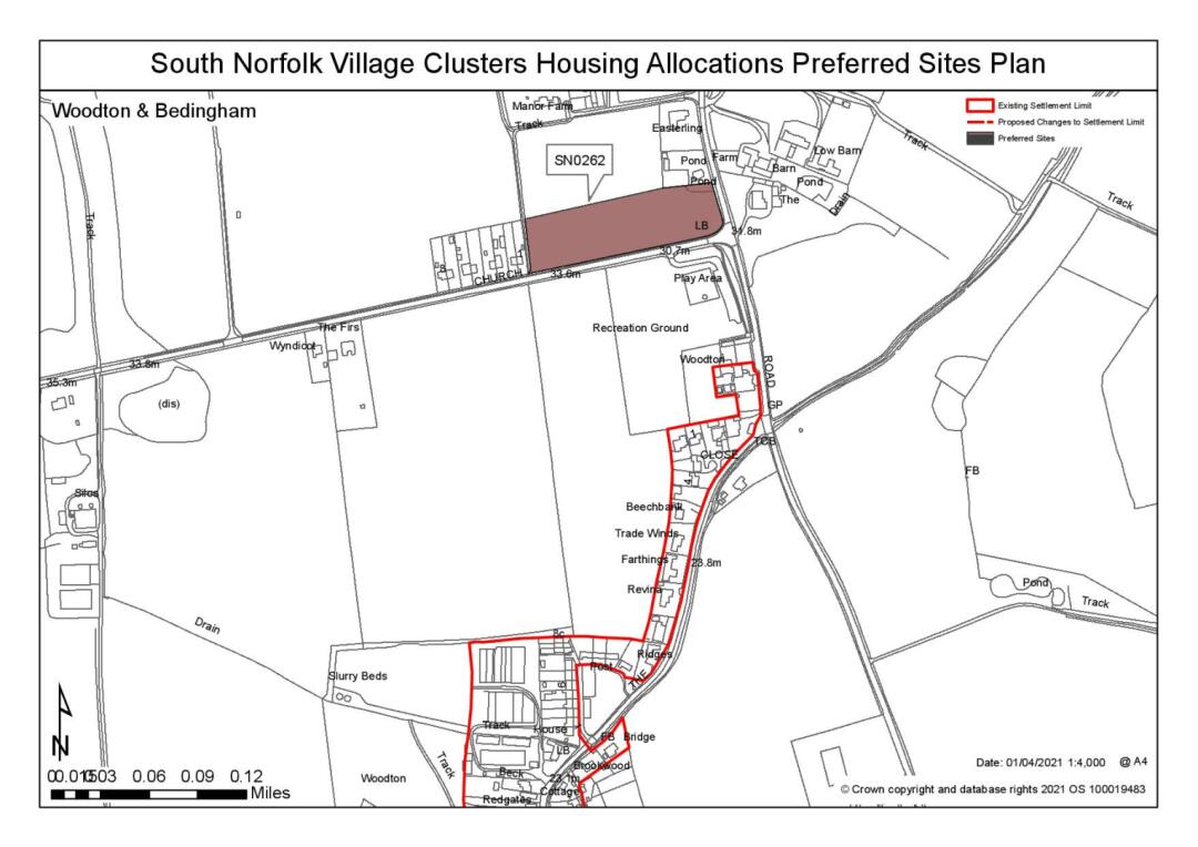 South Norfolk Village Clusters Housing Allocations Preferred Sites Plan - Land north of Church Road, Woodton