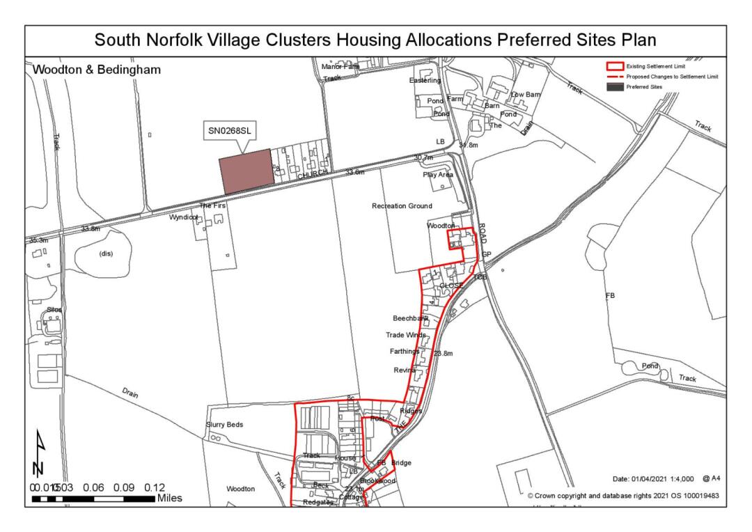 South Norfolk Village Clusters Housing Allocations Preferred Sites Plan - Land north of Church Road, Woodton