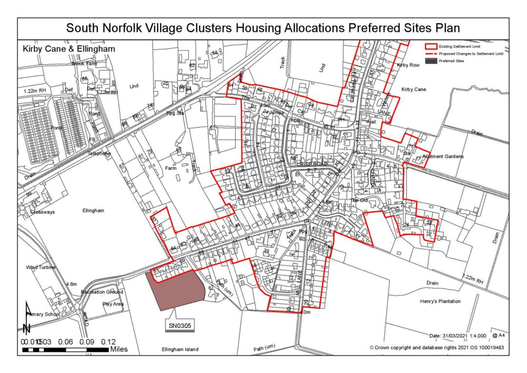 South Norfolk Village Clusters Housing Allocations Preferred Sites Plan - Land South of Mill Road, Ellingham