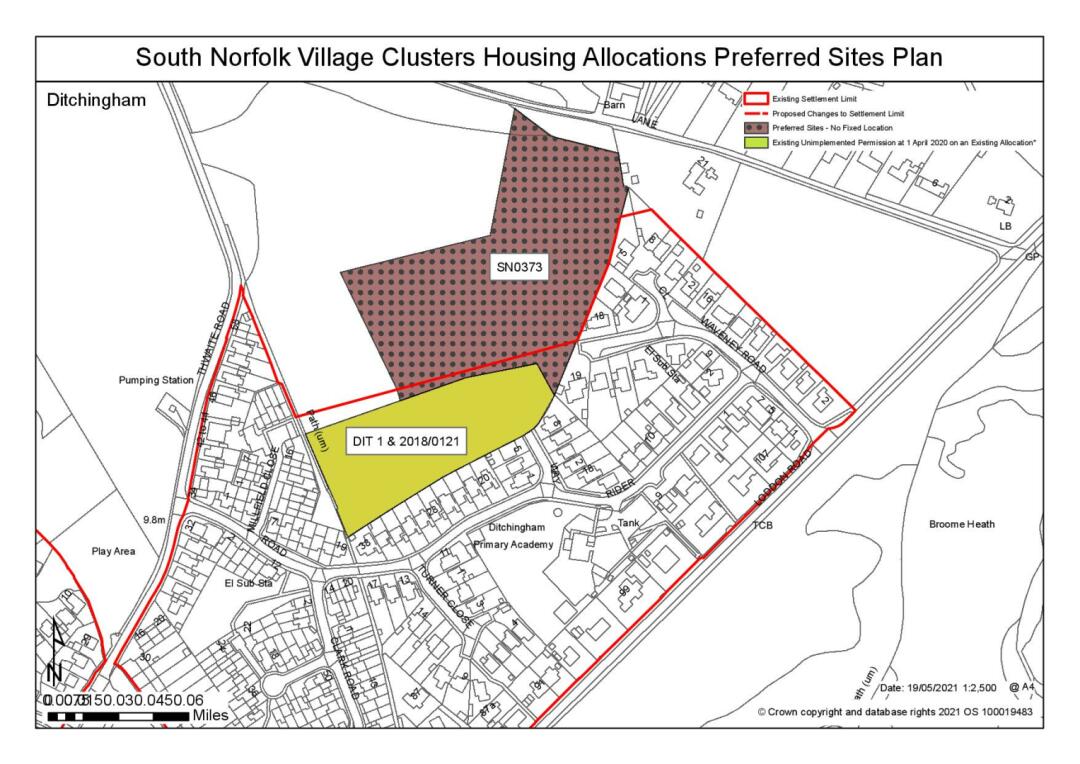South Norfolk Village Clusters Housing Allocations Preferred Sites Plan - Land between Thwaite Road and Tunneys Lane
