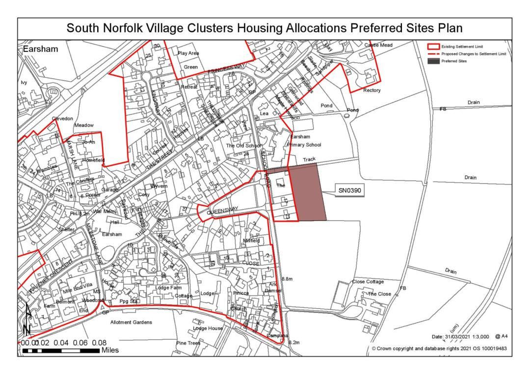 South Norfolk Village Clusters Housing Allocations Preferred Sites Plan - Land east of School Road, Earsham