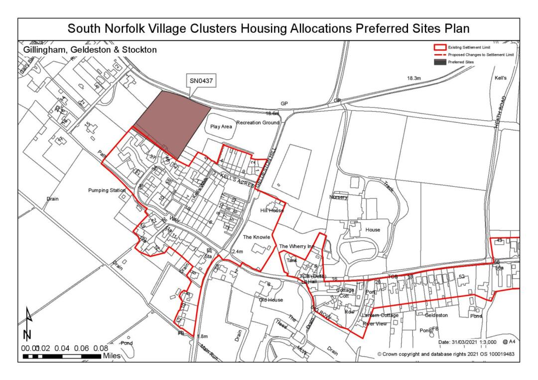 South Norfolk Village Clusters Housing Allocations Preferred Sites Plan - Land off Kells Way, Geldeston