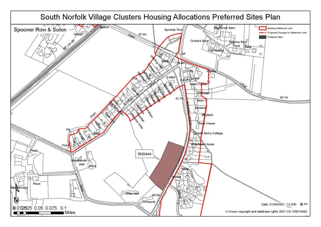South Norfolk Village Clusters Housing Allocations Preferred Sites Plan - Land west of Bunwell Road, Spooner Row