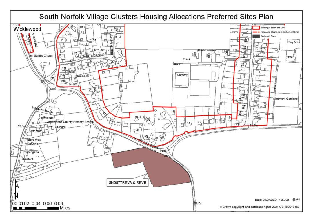 South Norfolk Village Clusters Housing Allocations Preferred Sites Plan  - Land to the south of Wicklewood Primary School