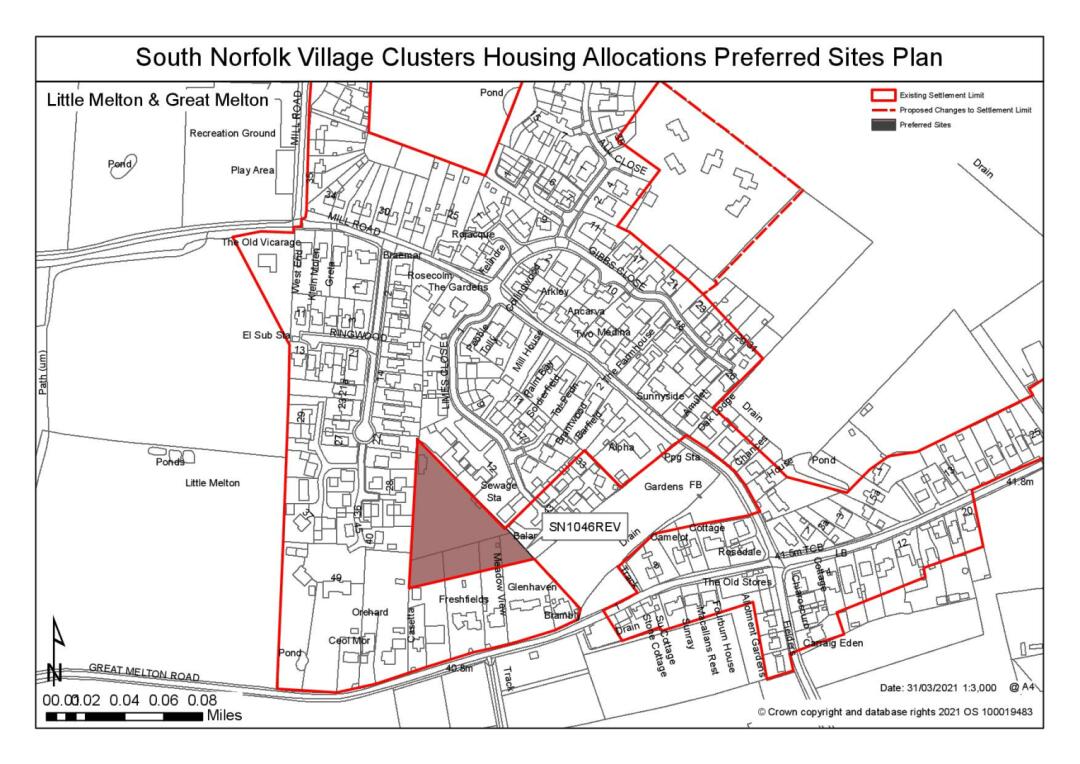 South Norfolk Village Clusters Housing Allocations Preferred Sites Plan - Great Melton Road, Little Melton