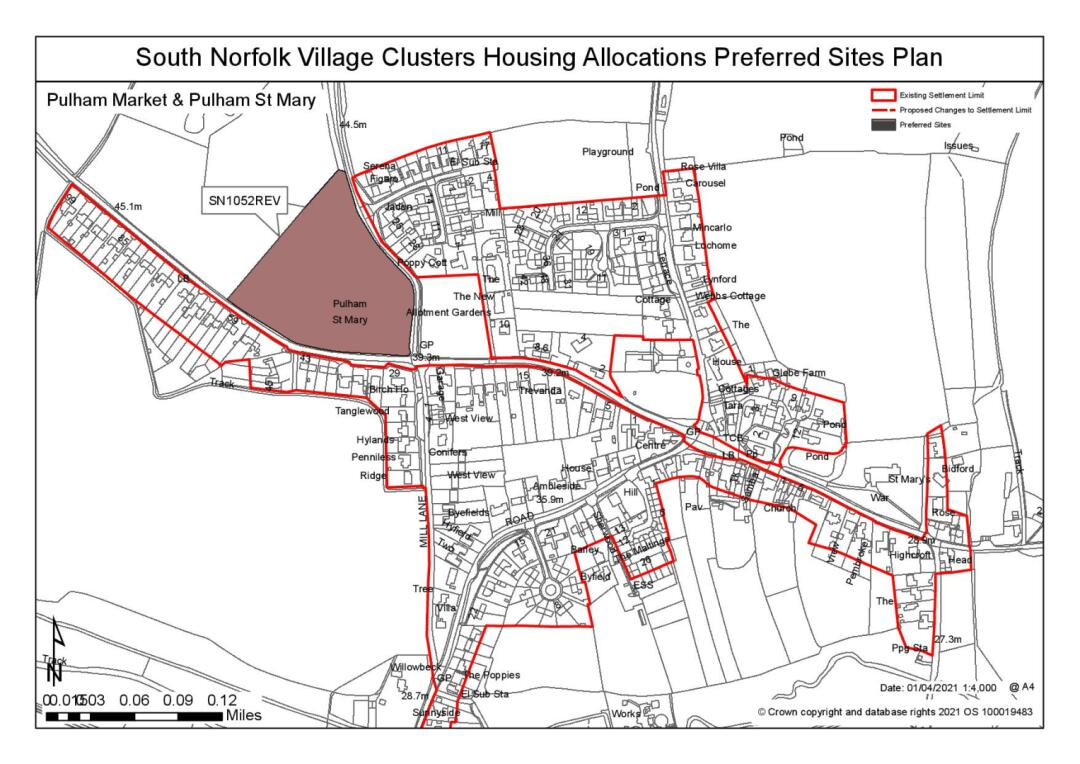 South Norfolk Village Clusters Housing Allocations Preferred Sites Plan -  Land at Norwich Road, Pulham St Mary