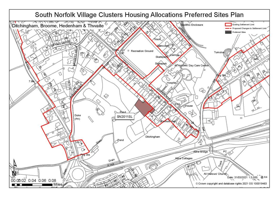 South Norfolk Village Clusters Housing Allocations Preferred Sites Plan - Land off Lamberts Way, Ditchingham