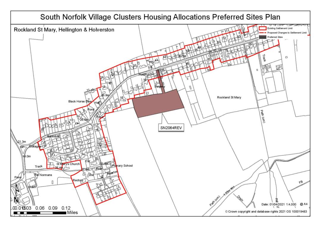 South Norfolk Village Clusters Housing Allocations Preferred Sites Plan - Land to the south of The Street, Rockland St Mary