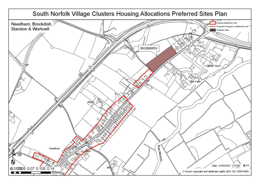 South Norfolk Village Clusters Housing Allocations Preferred Sites Plan - Land north of High Road and Harmans Lane, Needham