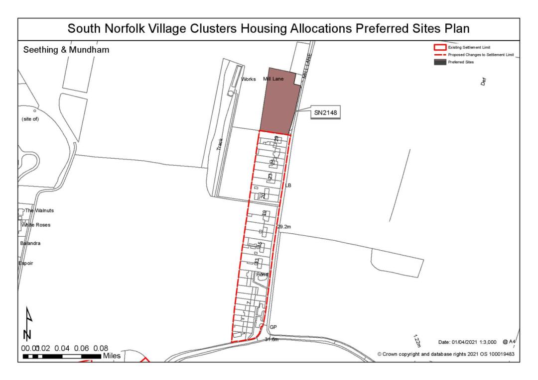 South Norfolk Village Clusters Housing Allocations Preferred Sites Plan - Land to the west of Mill Lane, Seething