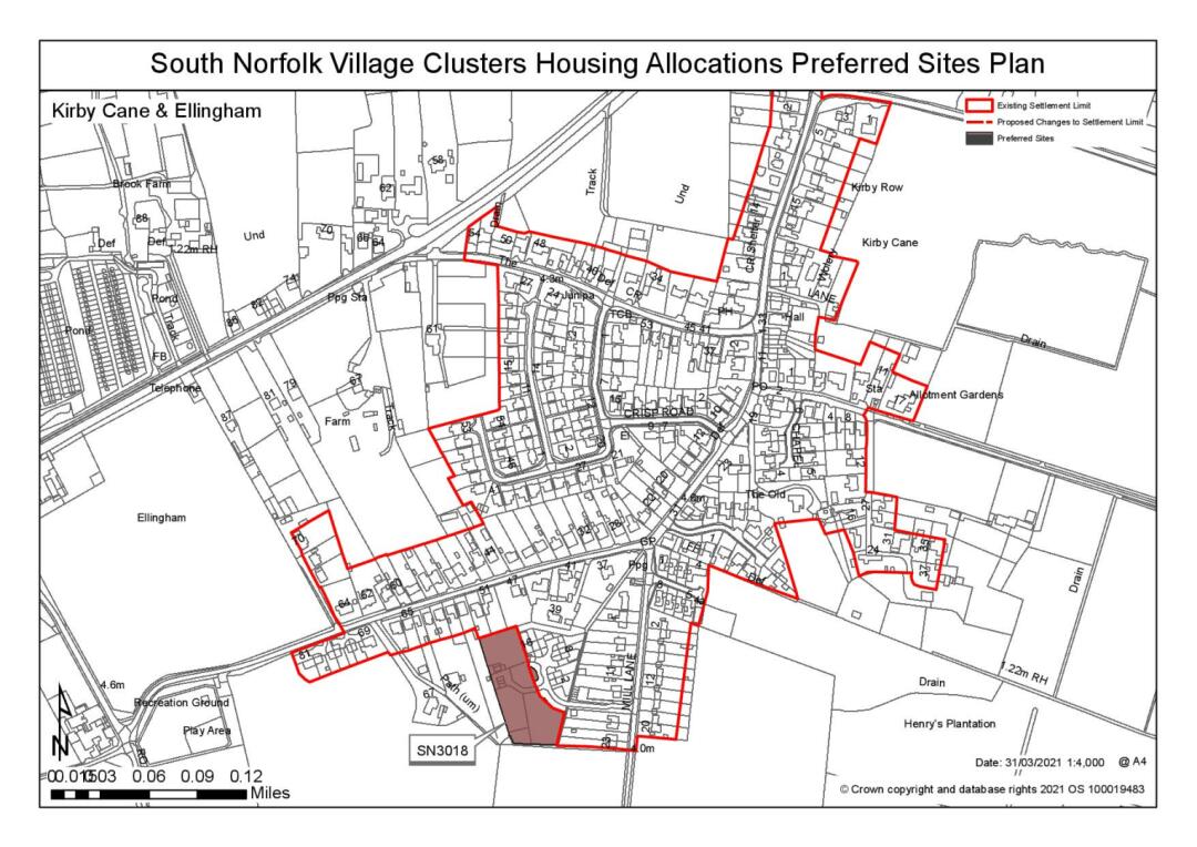 South Norfolk Village Clusters Housing Allocations Preferred Sites Plan - Florence Way, Ellingham
