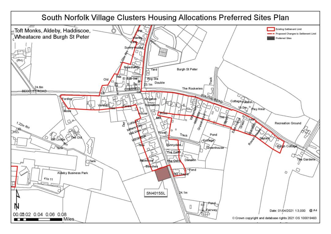 South Norfolk Village Clusters Housing Allocations Preferred Sites Plan - Land west of Mill Road, Burgh St Peter