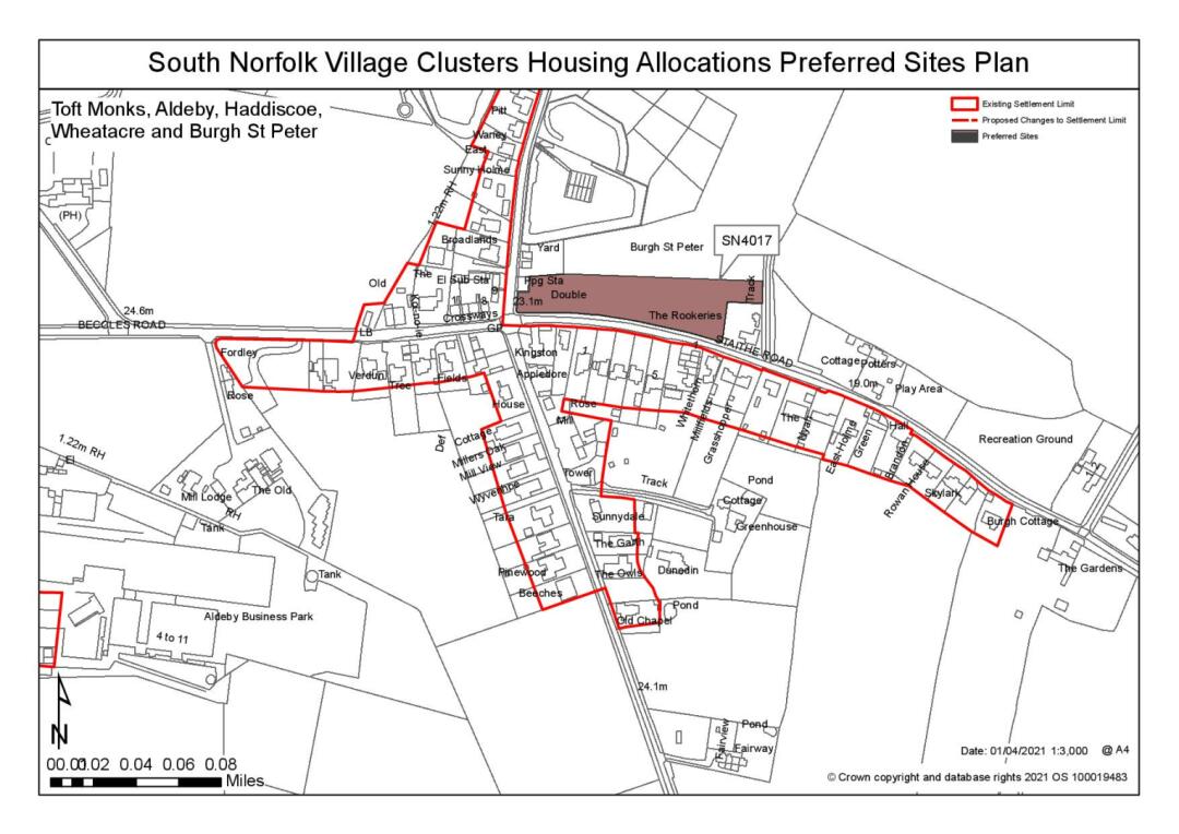 South Norfolk Village Clusters Housing Allocations Preferred Sites Plan - Land north of Staithe Road, Burgh St Peter