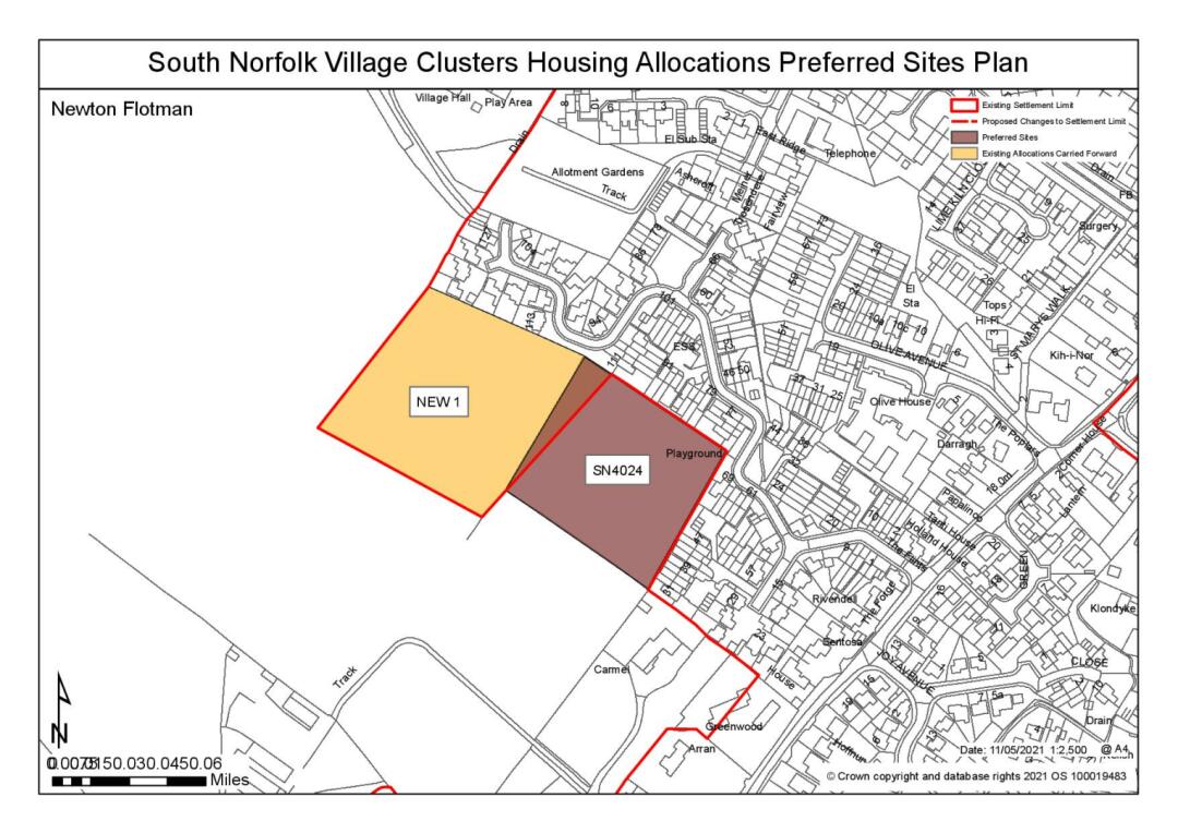South Norfolk Village Clusters Housing Allocations Preferred Sites Plan - Land off Alan Avenue, Newton Flotman