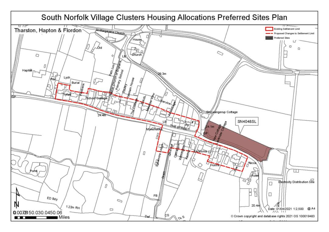 South Norfolk Village Clusters Housing Allocations Preferred Sites Plan - Land to the north of The Street, Hapton
