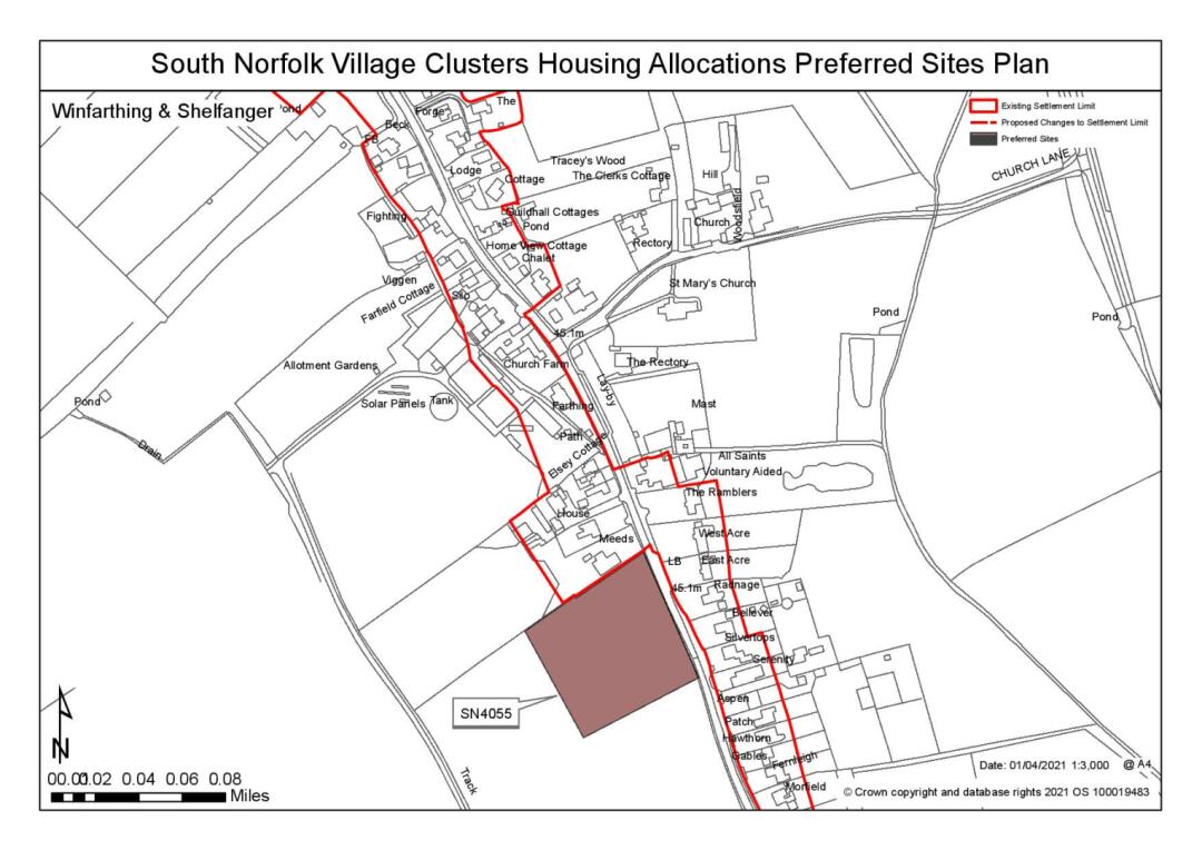 South Norfolk Village Clusters Housing Allocations Preferred Sites Plan - Land off The Street, Winfarthing