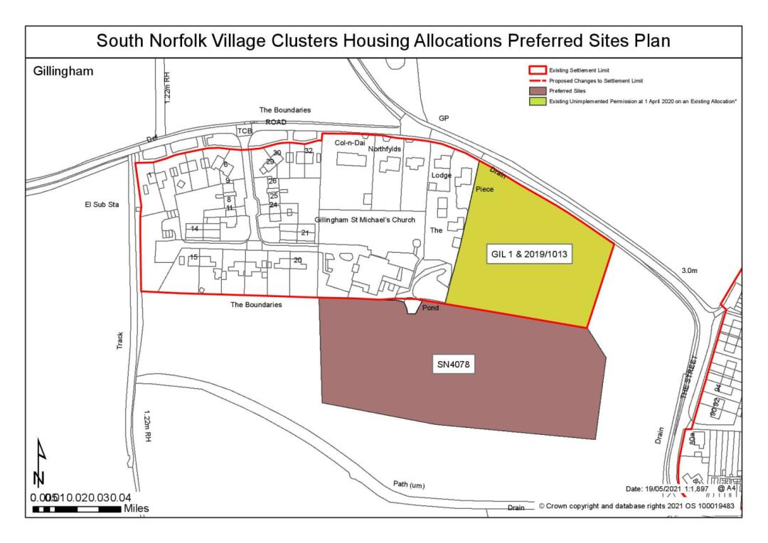 South Norfolk Village Clusters Housing Allocations Preferred Sites Plan - Land south of GIL 1, Gillingham