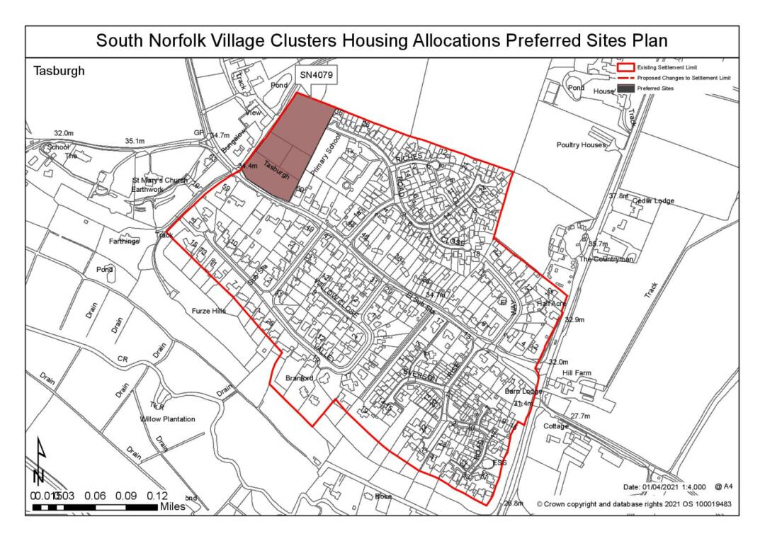 South Norfolk Village Clusters Housing Allocations Preferred Sites Plan - Land north of Church Road and west of Tasburgh School