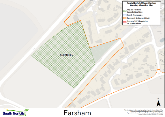 Site map demonstrating location and boundaries of the SN0218REV site in Earsham.