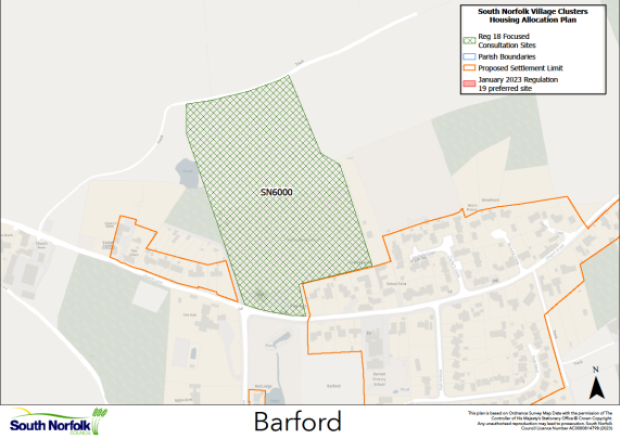 Site map demonstrating location and boundaries of the SN6000 site in Barford.